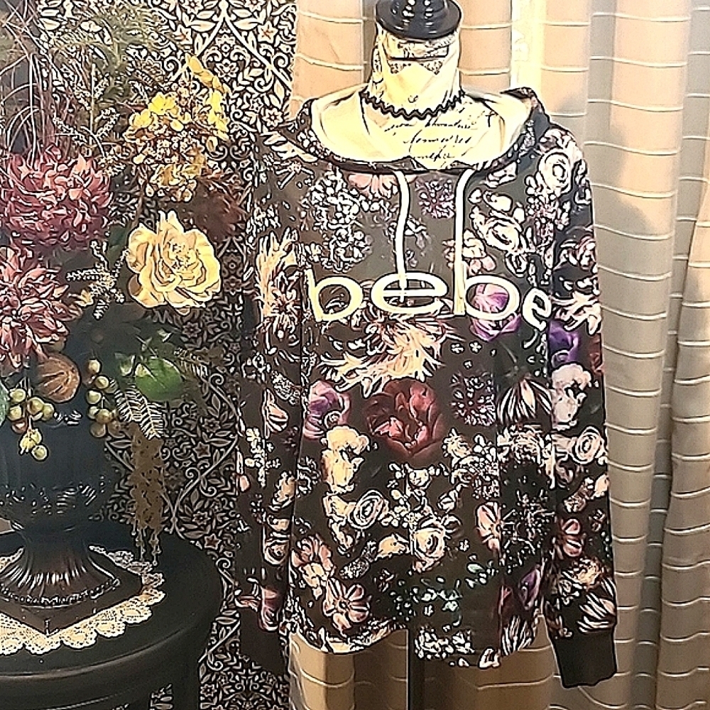 bebe sport floral long sleeve hoodie
